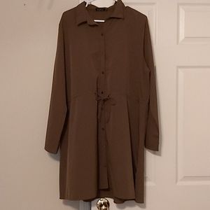 Boohoo Olive Green Shirt Dress